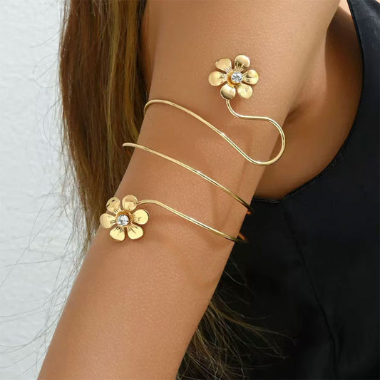 Spiral Floral Metal Arm Bracelet