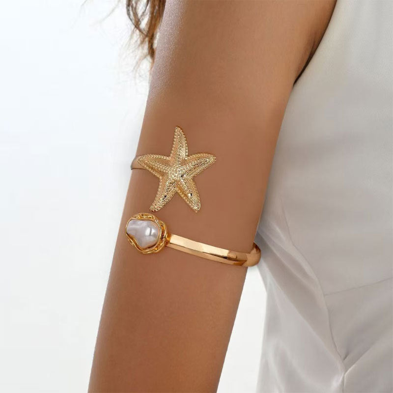 Spiral Floral Metal Arm Bracelet