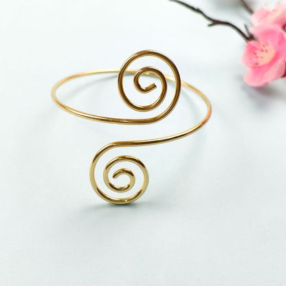 Spiral Floral Metal Arm Bracelet