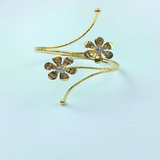 Spiral Floral Metal Arm Bracelet