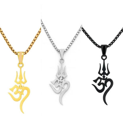 Spiritual Trishul Om Symbol Titanium Steel Necklace