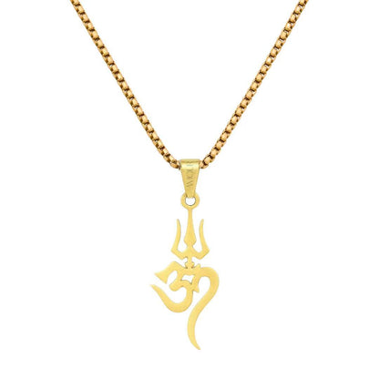 Spiritual Trishul Om Symbol Titanium Steel Necklace