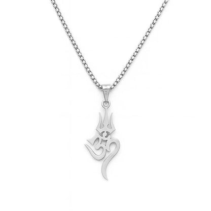 Spiritual Trishul Om Symbol Titanium Steel Necklace