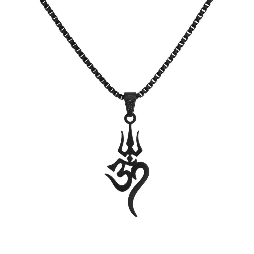 Spiritual Trishul Om Symbol Titanium Steel Necklace