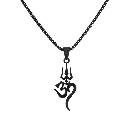 Spiritual Trishul Om Symbol Titanium Steel Necklace