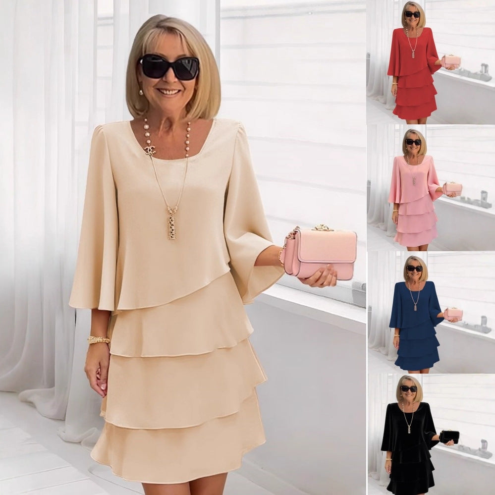 Spliced Round Neck Dress
