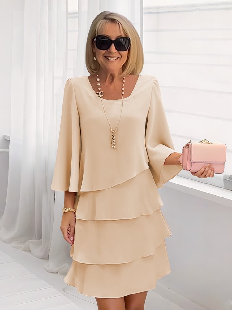 Spliced Round Neck Dress