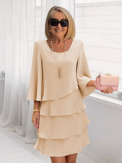 Spliced Round Neck Dress