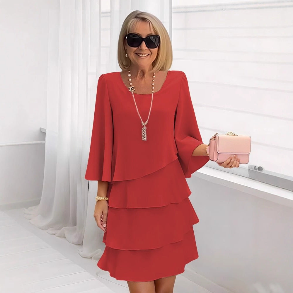 Spliced Round Neck Dress