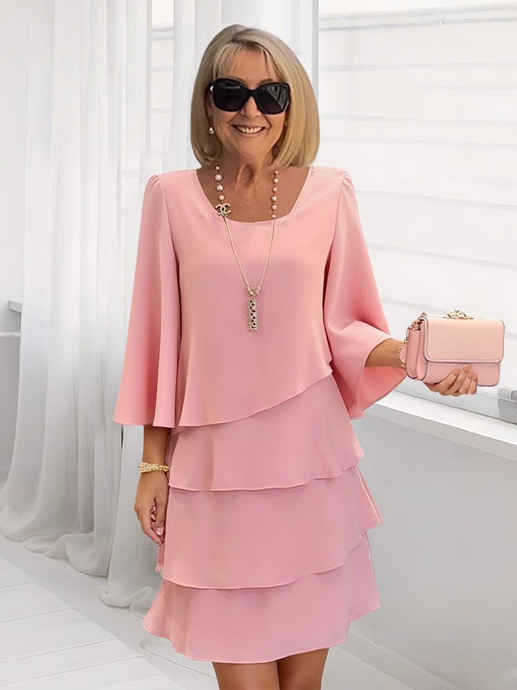 Spliced Round Neck Dress
