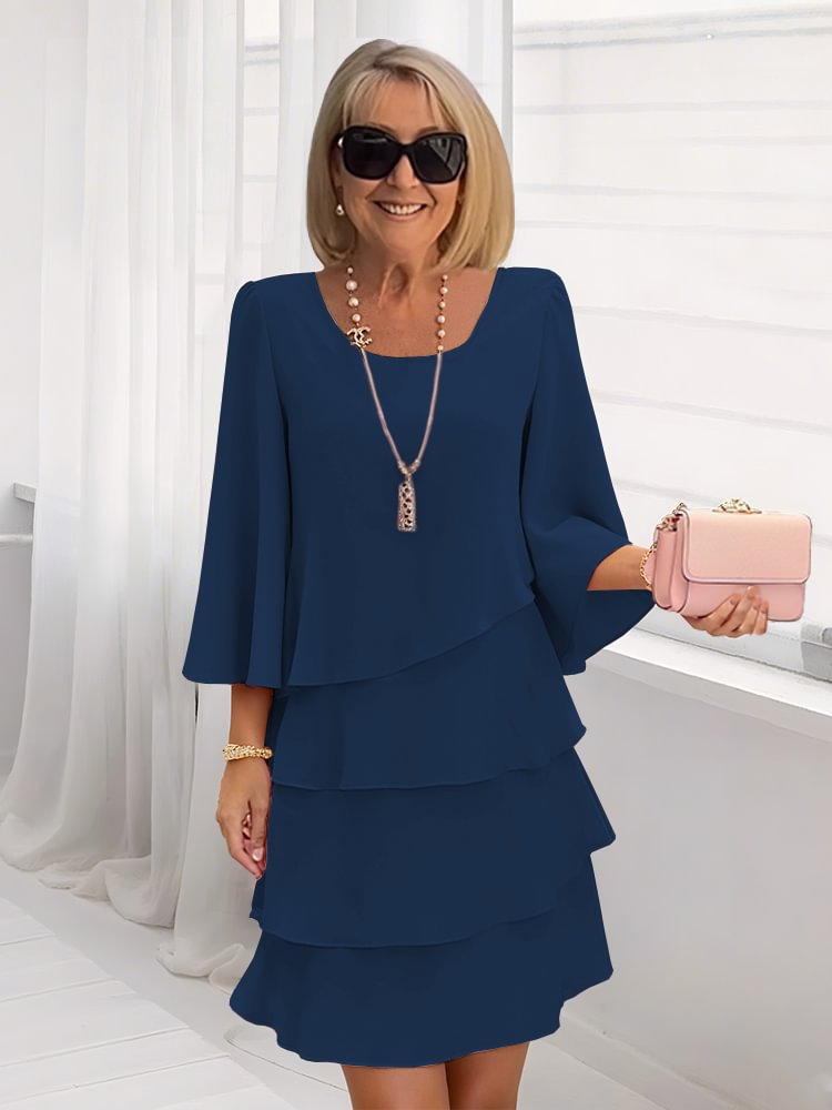 Spliced Round Neck Dress