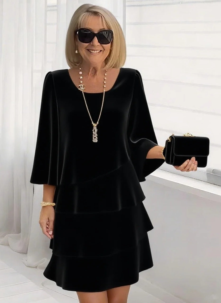 Spliced Round Neck Dress