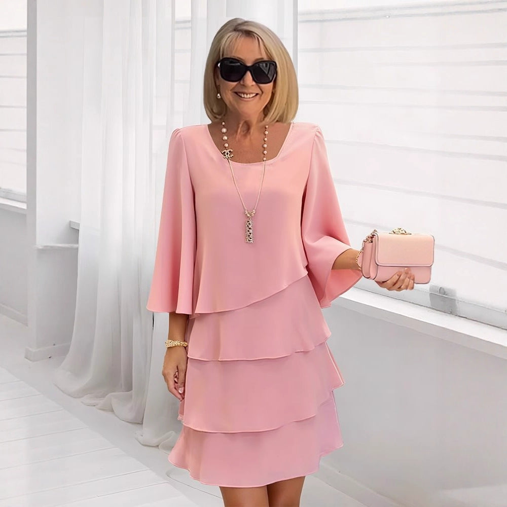 Spliced Round Neck Dress