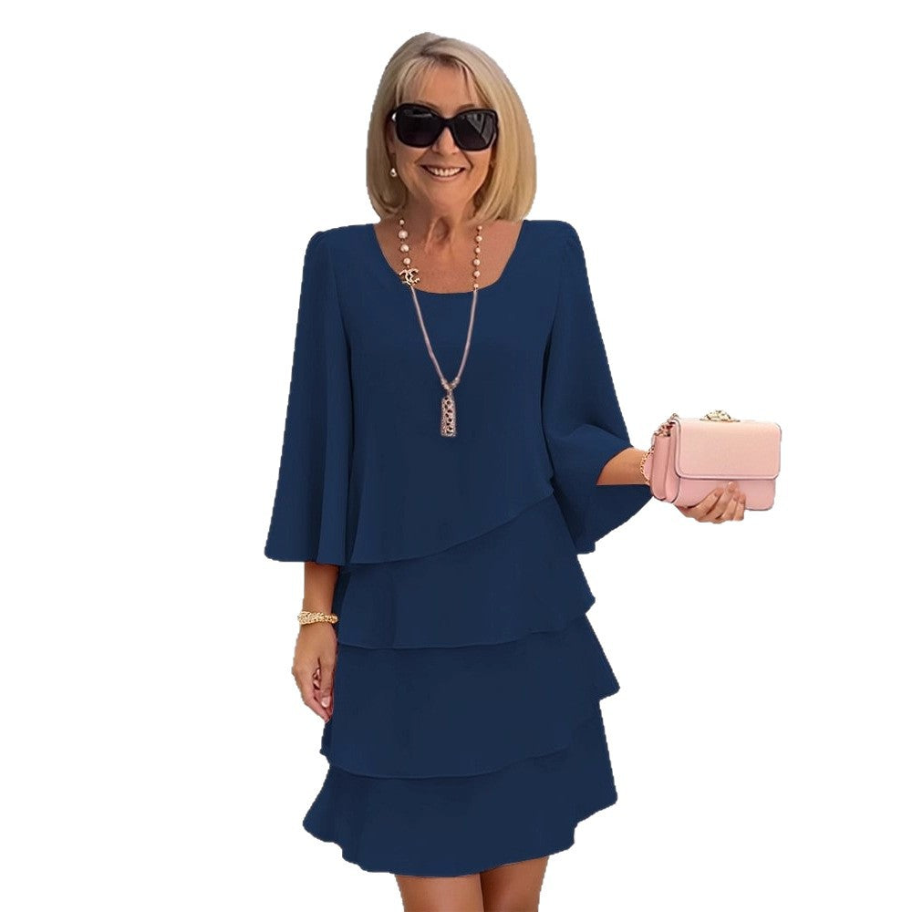 Spliced Round Neck Dress