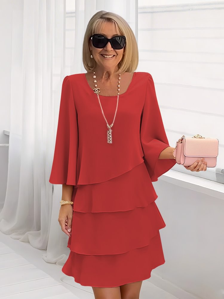 Spliced Round Neck Dress