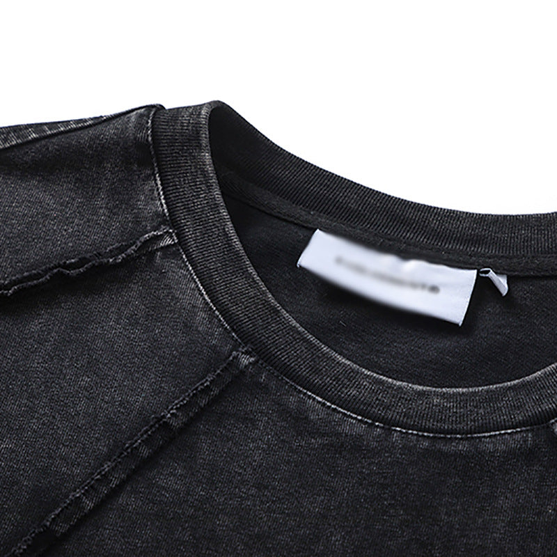 Split and joined ragged short-sleeved T-shirt