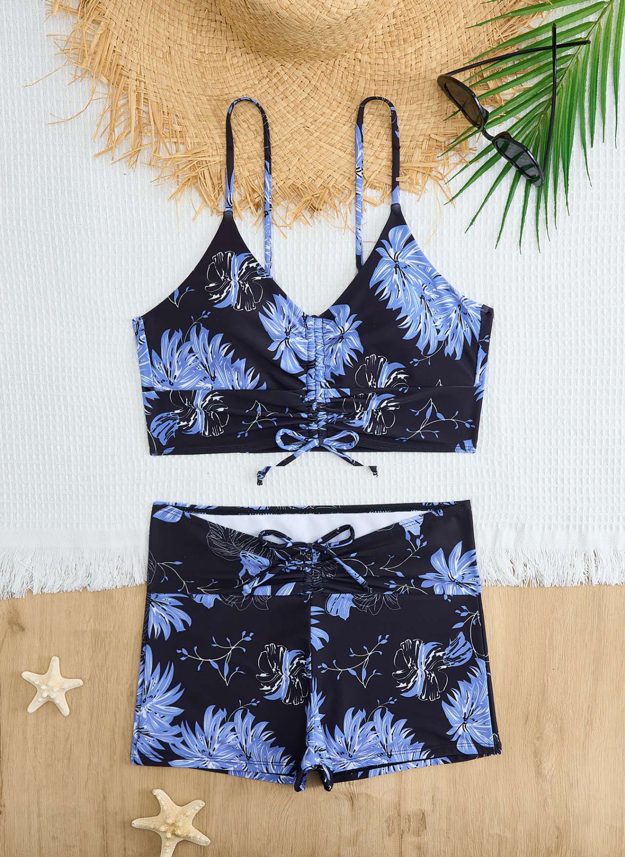 Split Bikini Set with Flat Shoulder Straps