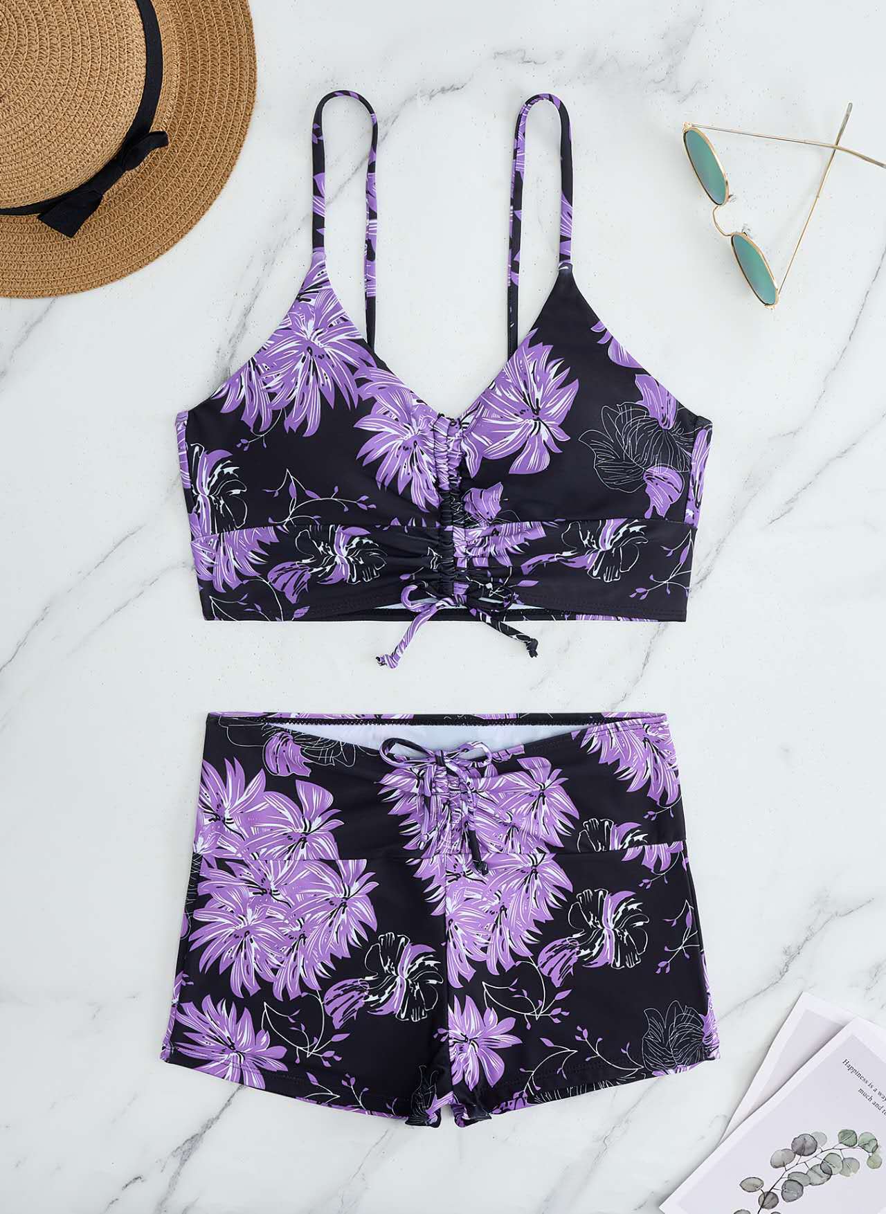 Split Bikini Set with Flat Shoulder Straps