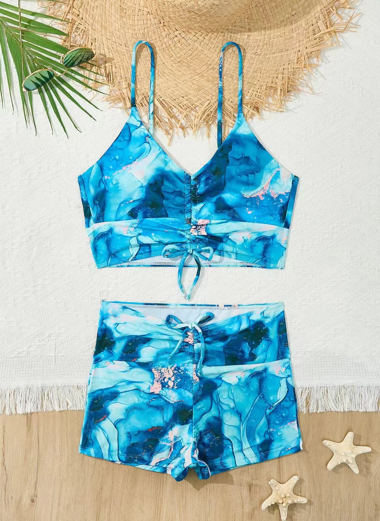 Split Bikini Set with Flat Shoulder Straps