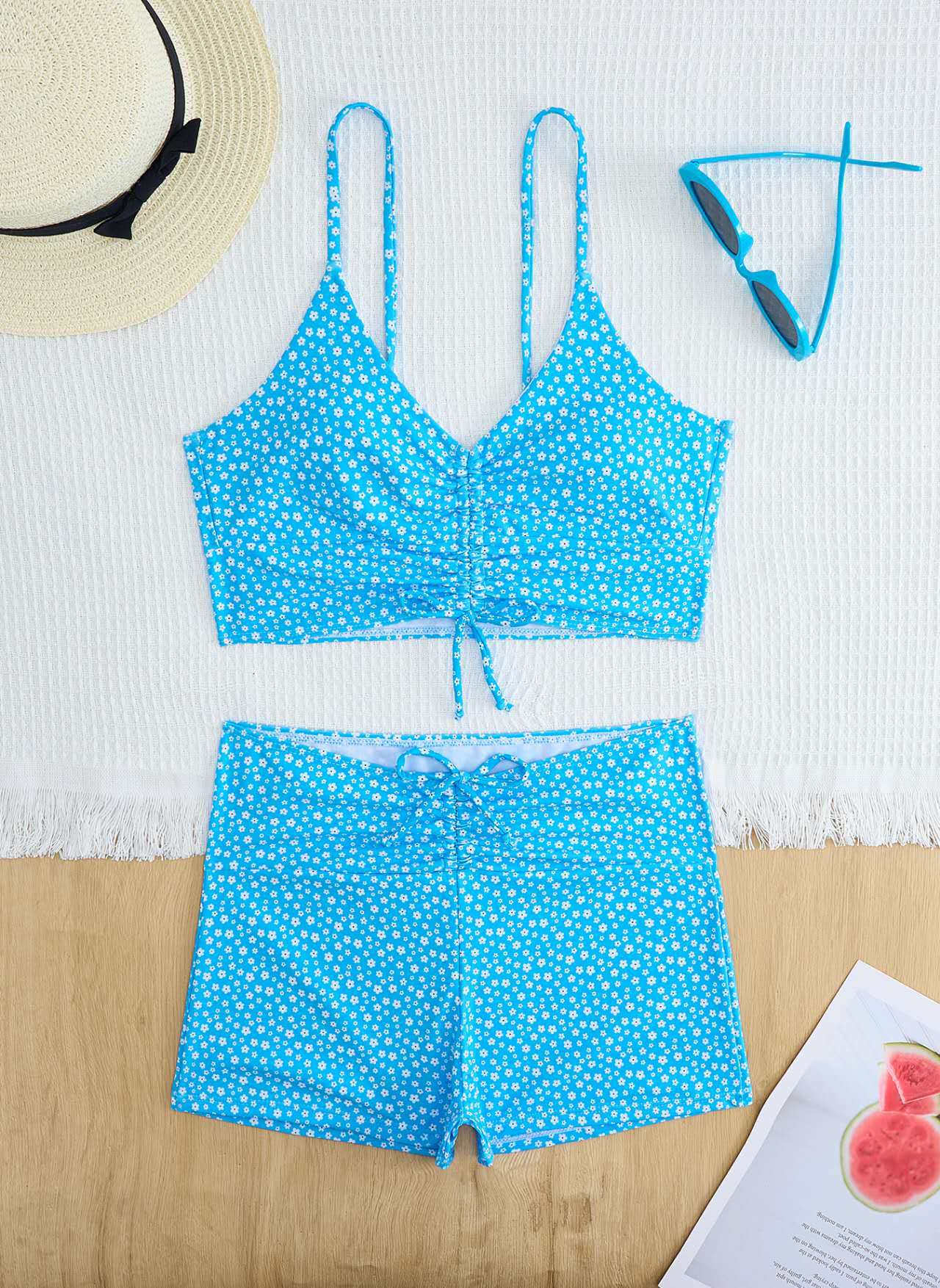 Split Bikini Set with Flat Shoulder Straps
