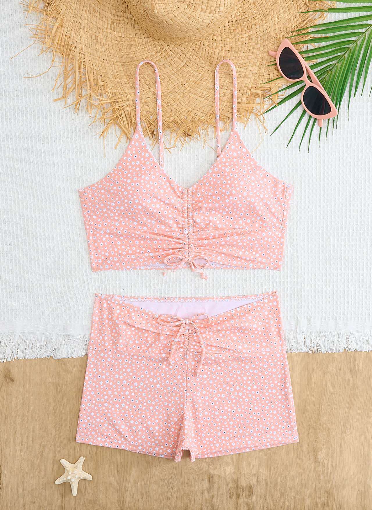 Split Bikini Set with Flat Shoulder Straps