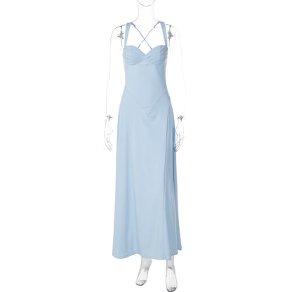 Split-neck slip dress