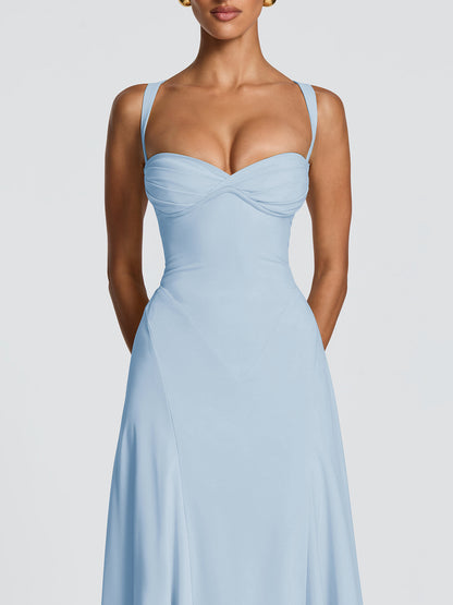 Split-neck slip dress