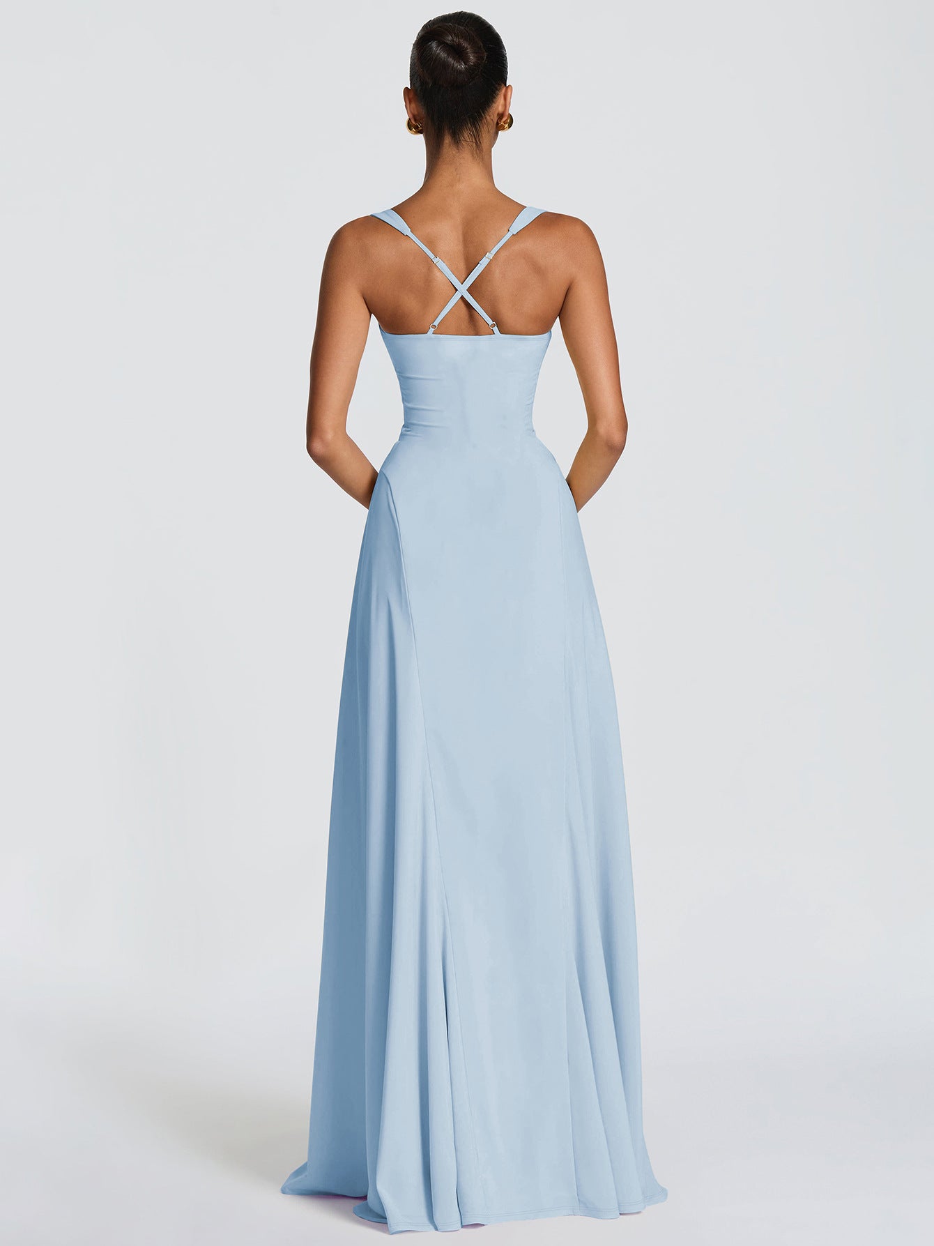 Split-neck slip dress