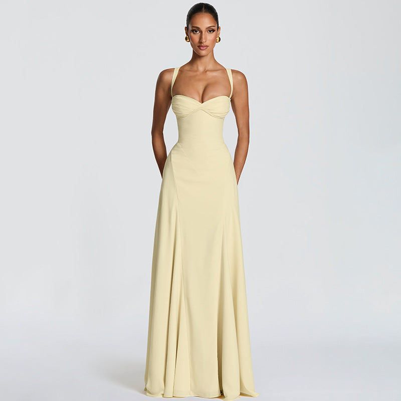 Split-neck slip dress