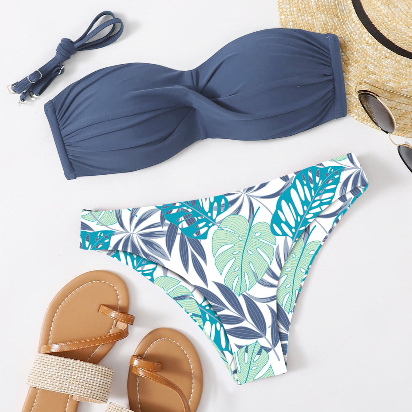 split push up hard bag color matching sexy bikini swimsuit