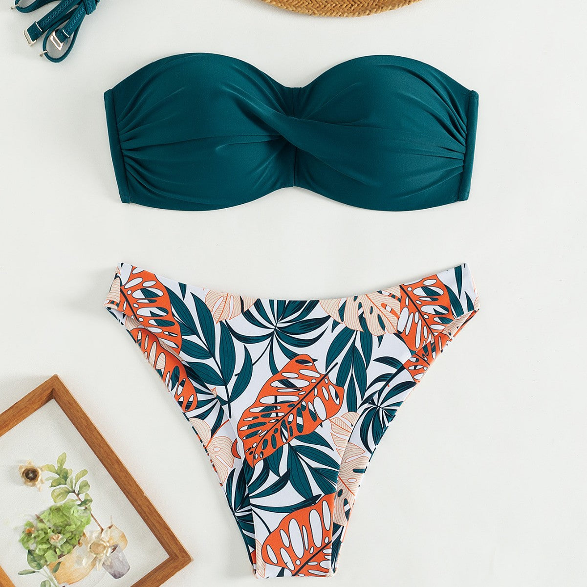 split push up hard bag color matching sexy bikini swimsuit