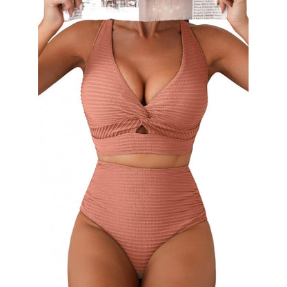 Split Style Shark Tooth Print Swimsuit