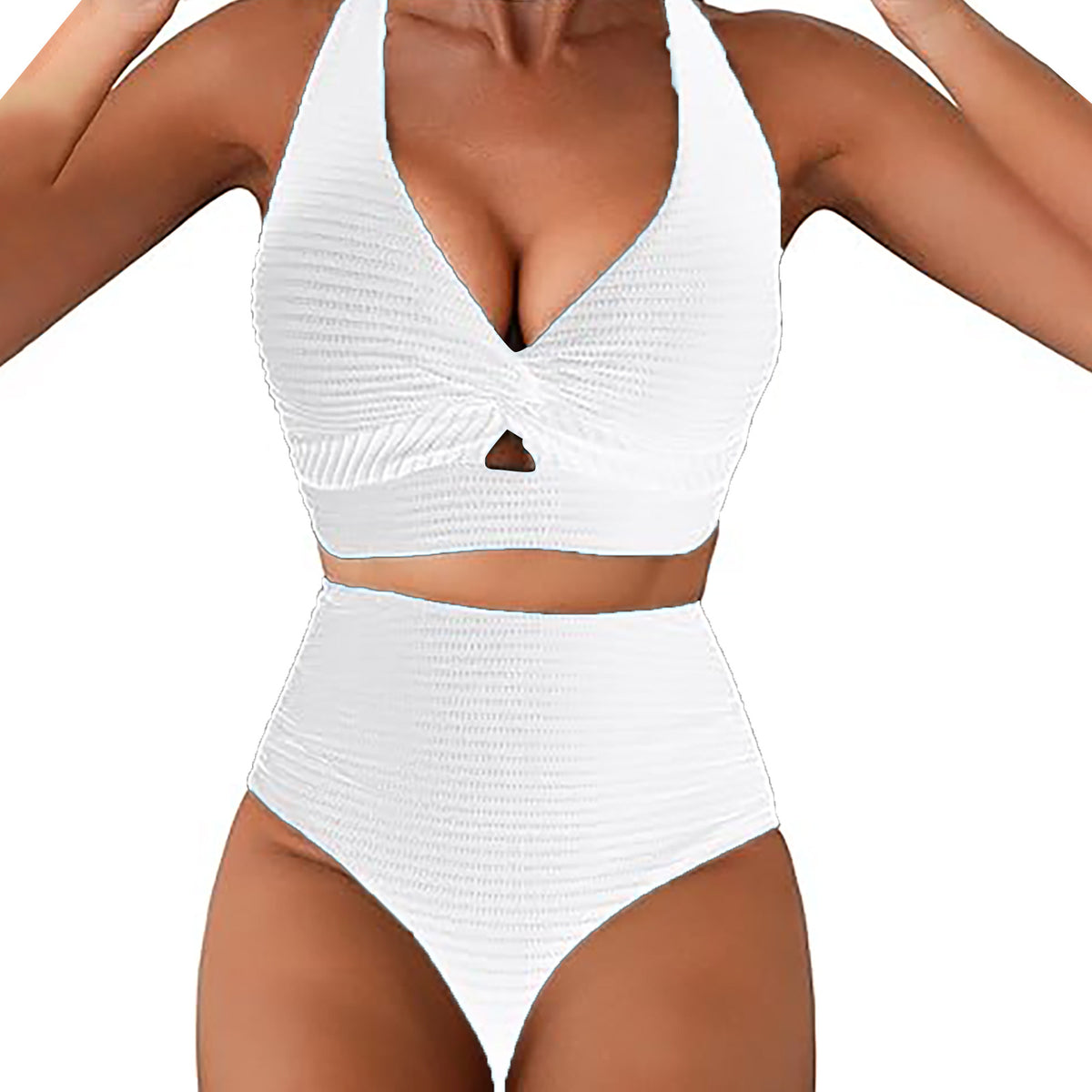 Split Style Shark Tooth Print Swimsuit