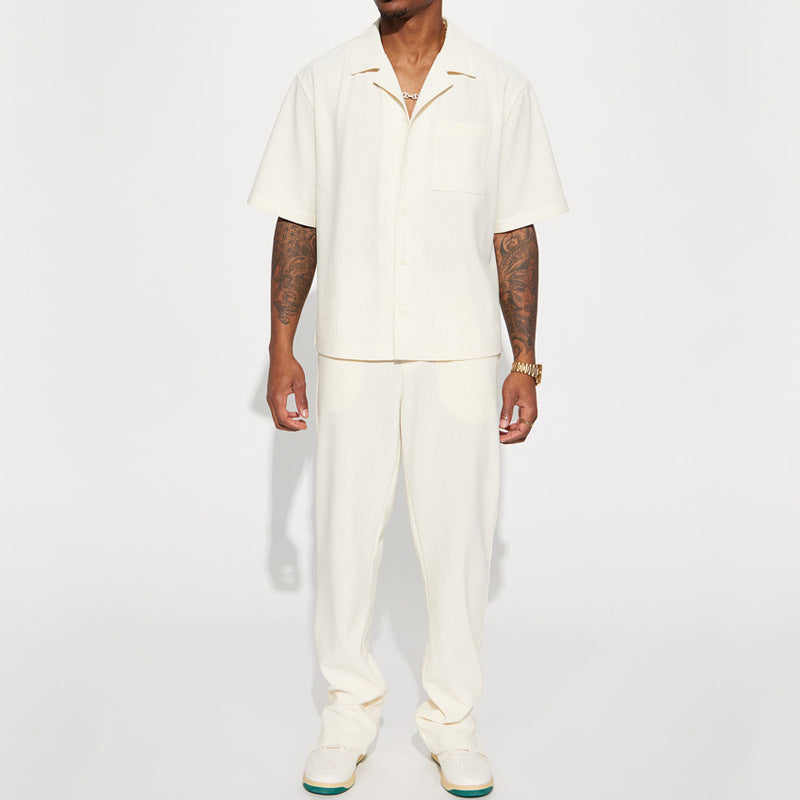 Sport Casual Two-Piece Suit Shirt and Trousers