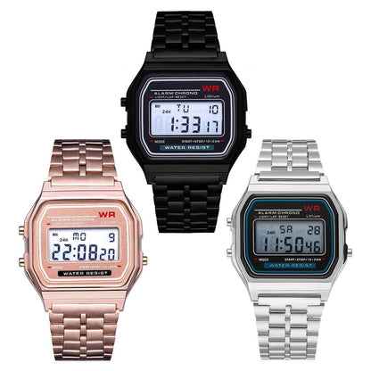 Sports children's electronic steel bracelet watch