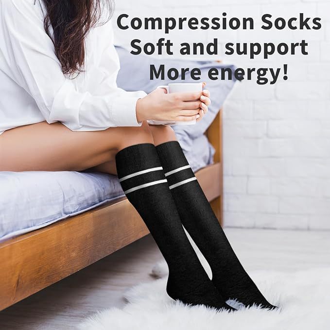 Sports Compression Socks Mid Calf Cotton Blend