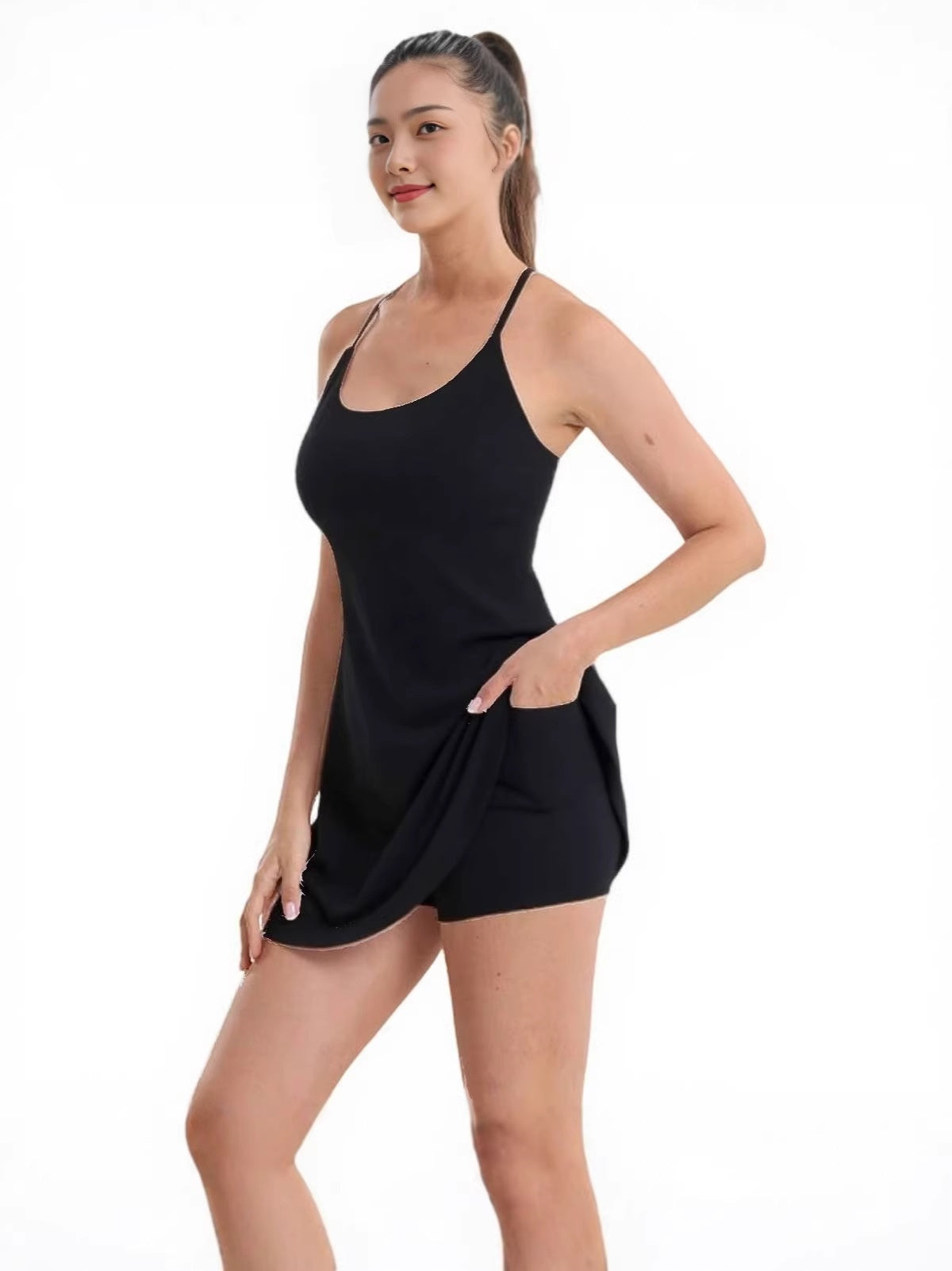 Sports Dress with Detachable Chest Pad and Pockets