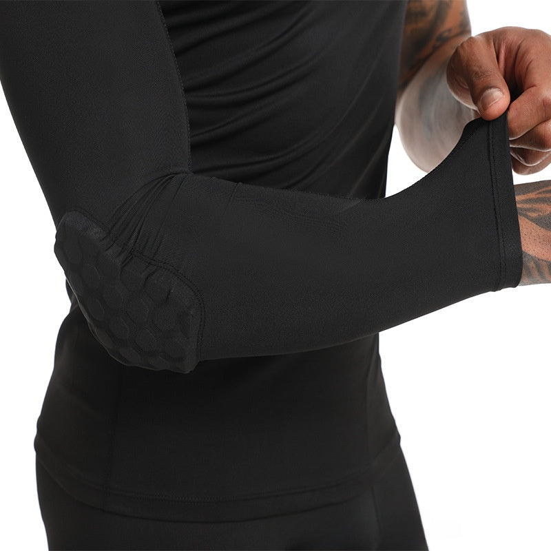 sports elbow guard honeycomb anti-collision pressurized arm arm sleeve basketball riding guard honeycomb arm