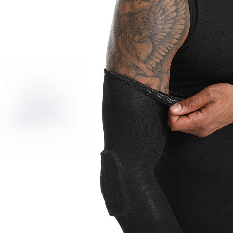 sports elbow guard honeycomb anti-collision pressurized arm arm sleeve basketball riding guard honeycomb arm