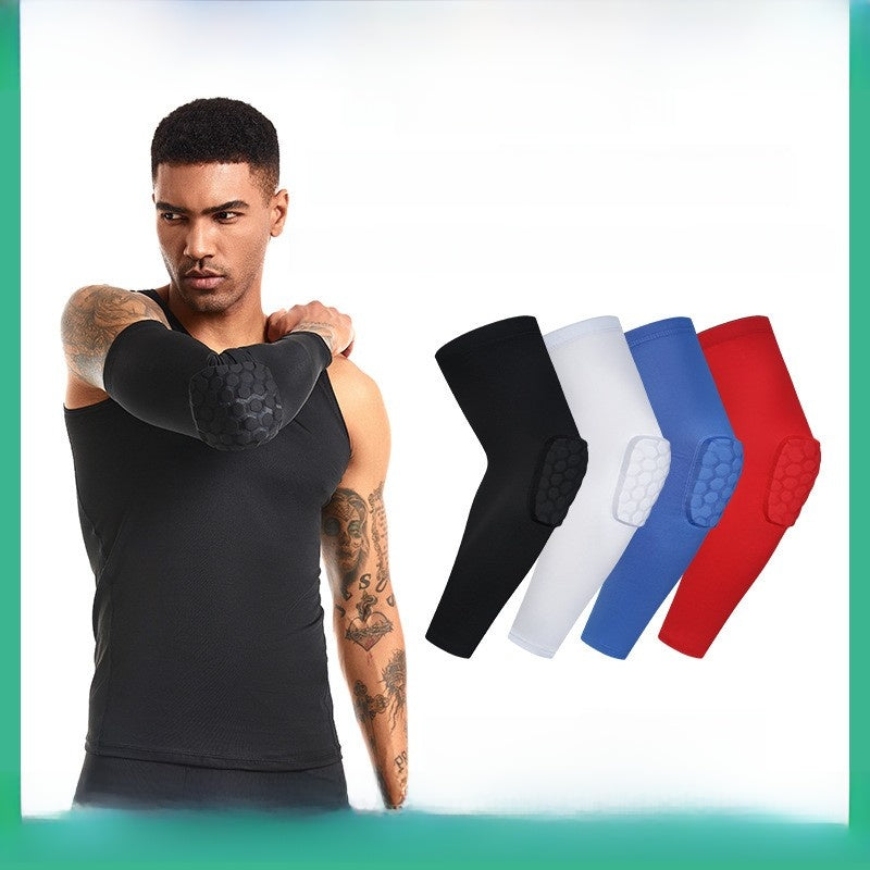 sports elbow guard honeycomb anti-collision pressurized arm arm sleeve basketball riding guard honeycomb arm