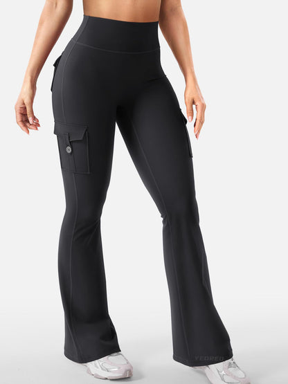 Sports Flare Leggings with Pockets High Waist Yoga Pants