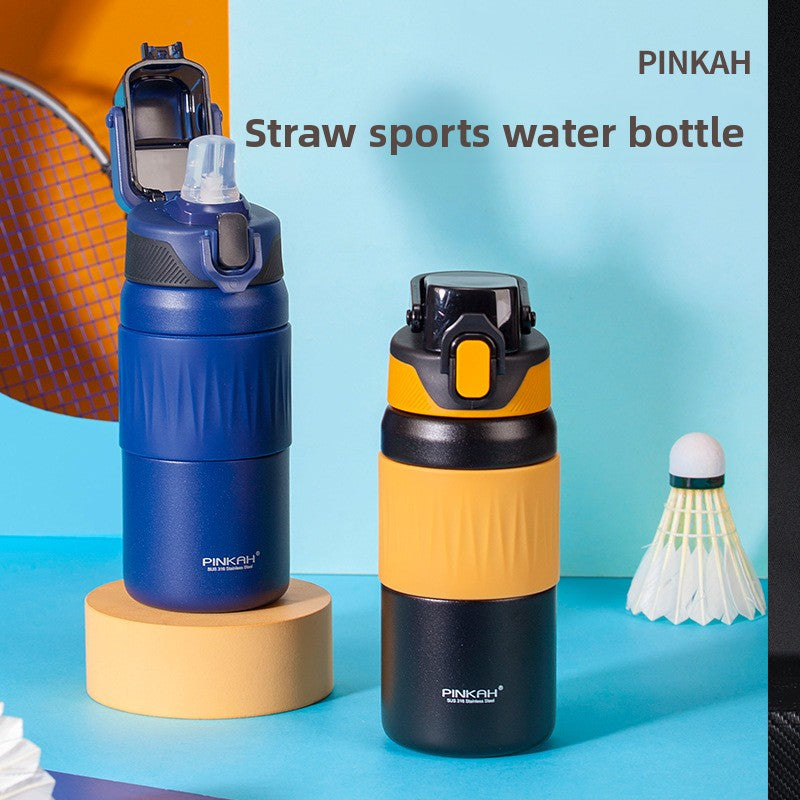 Sports Insulated Water Bottle with Straw and Direct Drink Lid