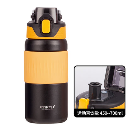 Sports Insulated Water Bottle with Straw and Direct Drink Lid