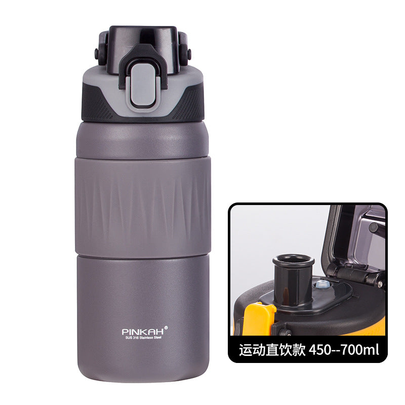 Sports Insulated Water Bottle with Straw and Direct Drink Lid