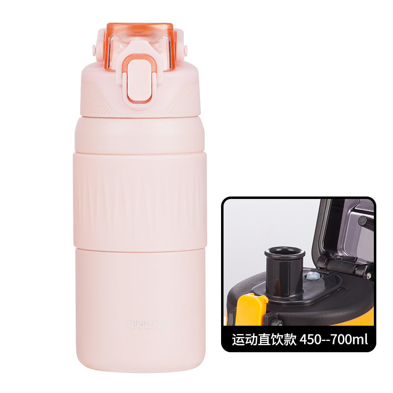 Sports Insulated Water Bottle with Straw and Direct Drink Lid