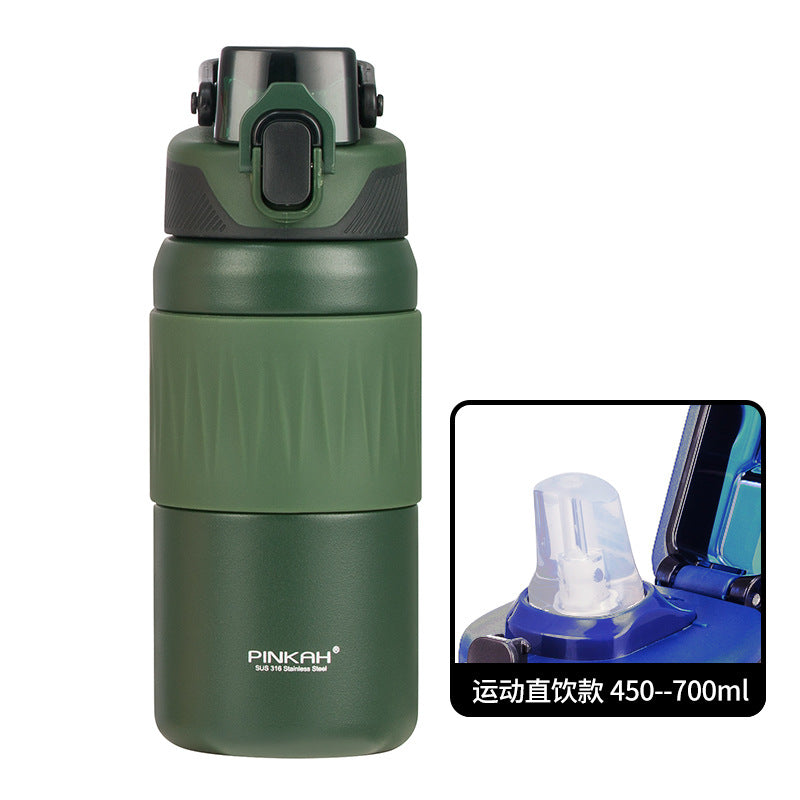 Sports Insulated Water Bottle with Straw and Direct Drink Lid