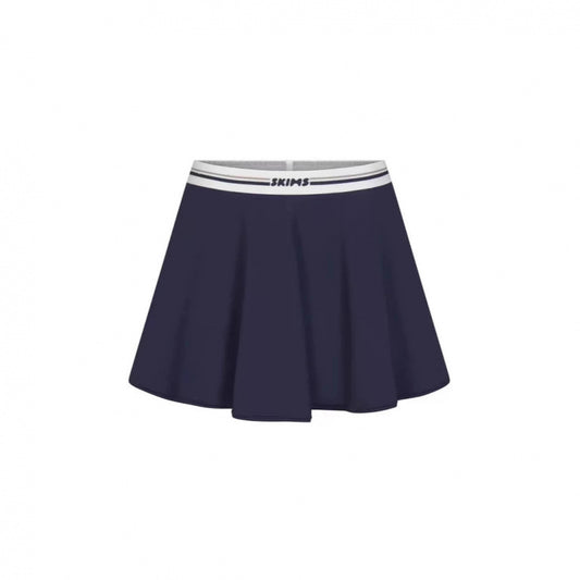 Sports skirt set with bra straps and midriff-baring design