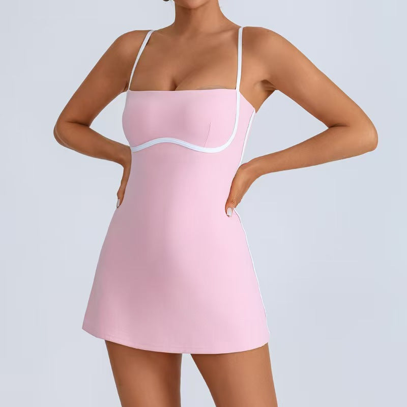Sports Tennis Dress with Built-in Chest Pads