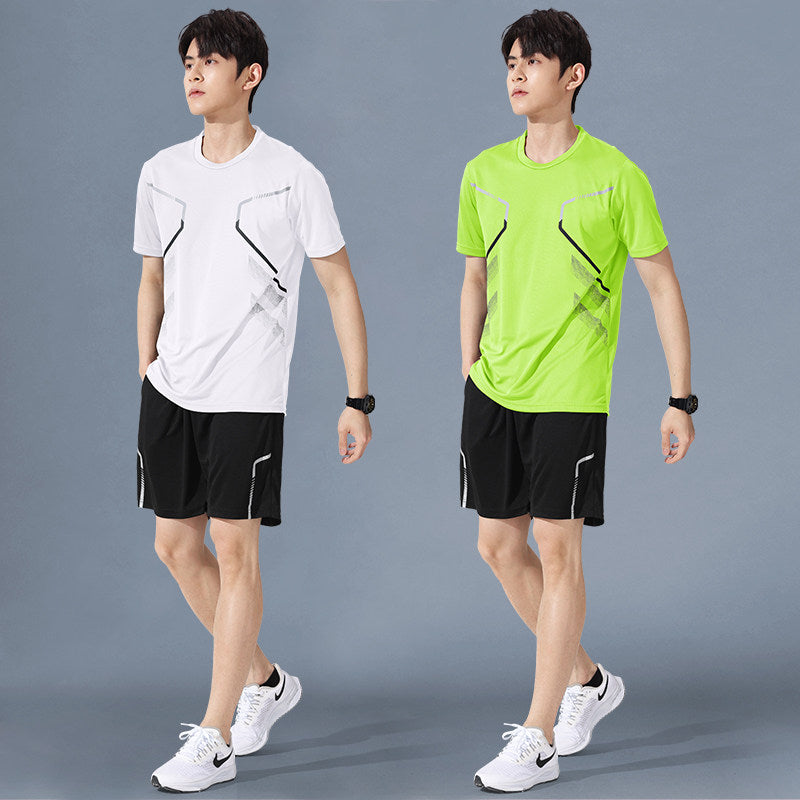 Sportswear Suit Men's Running Short-Sleeved Quick-Drying T-Shirt Basketball Clothing Fitness Clothing Ice Silk Summer Shorts Summer