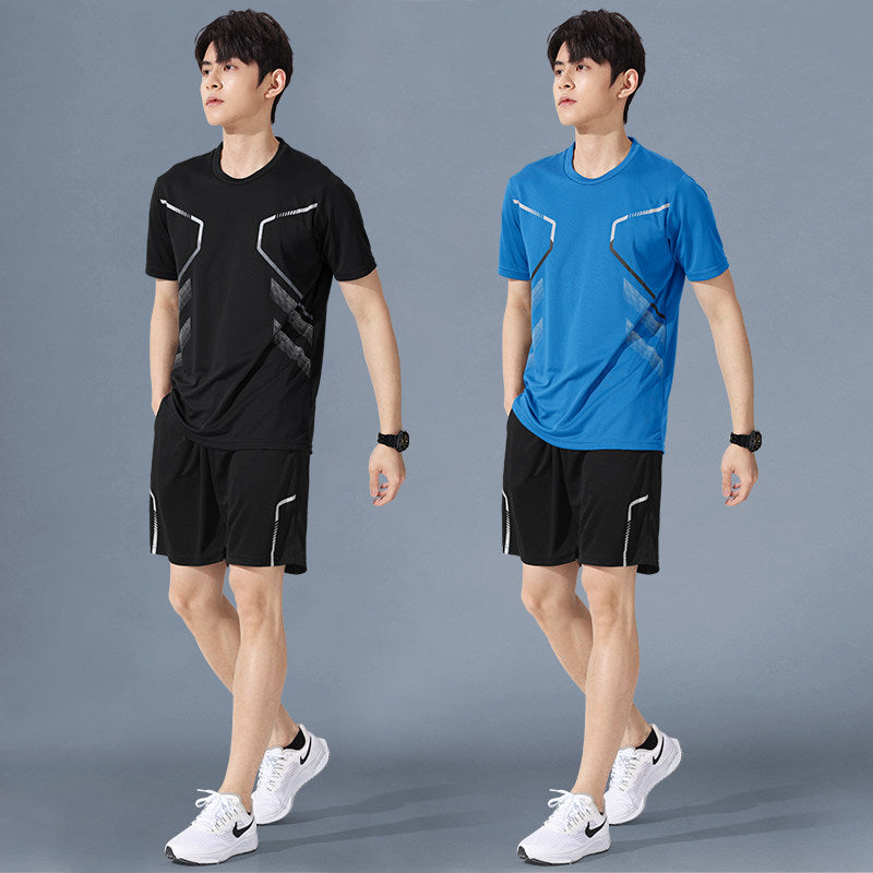 Sportswear Suit Men's Running Short-Sleeved Quick-Drying T-Shirt Basketball Clothing Fitness Clothing Ice Silk Summer Shorts Summer